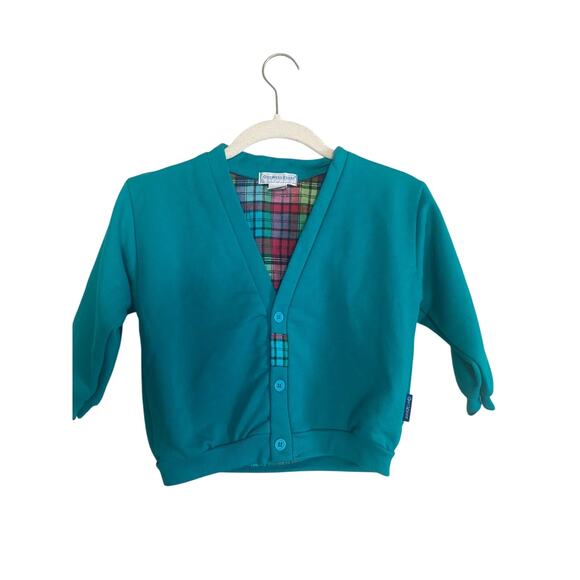 cardigan vintage new nwt Oshkosh USA made grandpa teal plaid deadstock 4